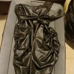 Black flaux leather skirt